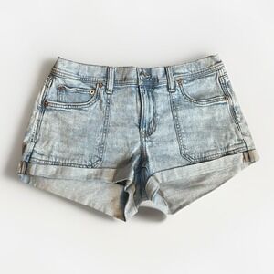 American Eagle Women's Size 4 Shorts Blue Denim High Waisted Rolled Cuff Stretch